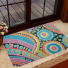 Australia Aboriginal Door Mat - Australian Indigenous Aboriginal Art Vivid Pastel Colours Ver 1 Door Mat