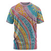 Australia Aboriginal T-shirt - Australian Indigenous Aboriginal Art Vivid Pastel Colours Ver 2 T-shirt