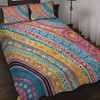 Australia Aboriginal Quilt Bed Set - Australian Indigenous Aboriginal Art Vivid Pastel Colours Ver 2 Quilt Bed Set