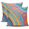 Australia Aboriginal Pillow Covers - Australian Indigenous Aboriginal Art Vivid Pastel Colours Ver 2 Pillow Covers