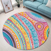 Australia Aboriginal Round Rug - Australian Indigenous Aboriginal Art Vivid Pastel Colours Ver 2 Round Rug