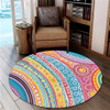 Australia Aboriginal Round Rug - Australian Indigenous Aboriginal Art Vivid Pastel Colours Ver 2 Round Rug