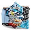 Cronulla-Sutherland Sharks Hooded Blanket - A True Champion Will Fight Through Anything With Polynesian Patterns