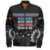 Australia Aboriginal Bomber Jacket - Walking with 3000 Ancestors Behind Me Black Bomber Jacket