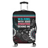 Australia Aboriginal Luggage Cover - Walking with 3000 Ancestors Behind Me Black Luggage Cover