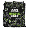 Australia Aboriginal Bedding Set - Walking with 3000 Ancestors Behind Me Black and Green Patterns Bedding Set