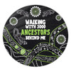 Australia Aboriginal Round Rug - Walking with 3000 Ancestors Behind Me Black and Green Patterns Round Rug