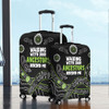 Australia Aboriginal Luggage Cover - Walking with 3000 Ancestors Behind Me Black and Green Patterns Luggage Cover