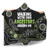 Australia Aboriginal Hooded Blanket - Walking with 3000 Ancestors Behind Me Black and Green Patterns Hooded Blanket