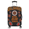 Australia Aboriginal Luggage Cover - Walking with 3000 Ancestors Behind Me Black and Orange Patterns Luggage Cover