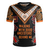 Australia Aboriginal Rugby Jersey - Walking with 3000 Ancestors Behind Me Black and Orange Patterns Rugby Jersey