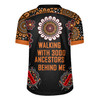 Australia Aboriginal Rugby Jersey - Walking with 3000 Ancestors Behind Me Black and Orange Patterns Rugby Jersey