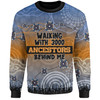 Australia Aboriginal Sweatshirt - Walking with 3000 Ancestors Behind Me Blue Patterns Sweatshirt