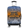 Australia Aboriginal Luggage Cover - Walking with 3000 Ancestors Behind Me Blue Patterns Luggage Cover