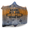Australia Aboriginal Hooded Blanket - Walking with 3000 Ancestors Behind Me Blue Patterns Hooded Blanket