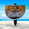 Australia Aboriginal Beach Blanket - Walking with 3000 Ancestors Behind Me Blue Patterns Beach Blanket