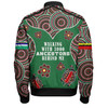 Australia Aboriginal Bomber Jacket - Walking with 3000 Ancestors Behind Me Green Patterns Bomber Jacket