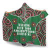 Australia Aboriginal Hooded Blanket - Walking with 3000 Ancestors Behind Me Green Patterns Hooded Blanket