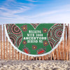 Australia Aboriginal Beach Blanket - Walking with 3000 Ancestors Behind Me Green Patterns Beach Blanket