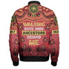 Australia Aboriginal Bomber Jacket - Walking with 3000 Ancestors Behind Me Red and Gold Patterns Bomber Jacket