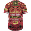 Australia Aboriginal Baseball Shirt - Walking with 3000 Ancestors Behind Me Red and Gold Patterns Baseball Shirt