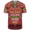 Australia Aboriginal Baseball Shirt - Walking with 3000 Ancestors Behind Me Red and Gold Patterns Baseball Shirt
