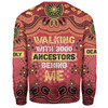 Australia Aboriginal Sweatshirt - Walking with 3000 Ancestors Behind Me Red and Gold Patterns Sweatshirt