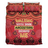 Australia Aboriginal Bedding Set - Walking with 3000 Ancestors Behind Me Red and Gold Patterns Bedding Set