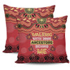 Australia Aboriginal Pillow Covers - Walking with 3000 Ancestors Behind Me Red and Gold Patterns Pillow Covers