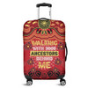 Australia Aboriginal Luggage Cover - Walking with 3000 Ancestors Behind Me Red and Gold Patterns Luggage Cover