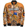 Australia Aboriginal Custom Bomber Jacket - Dragonfly Flies Into Beehive And Snake Circle Bomber Jacket