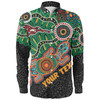 Australia Aboriginal Long Sleeve Shirts - Walking with 3000 Ancestors Behind Me With Goanna Long Sleeve Shirts
