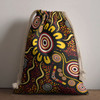 Australia Aboriginal Drawstring Bag - Aboriginal dot art Flowers background Bag