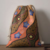 Australia Aboriginal Drawstring Bag - Aboriginal dot art turtle background Bag