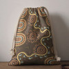 Australia Aboriginal Drawstring Bag - Aboriginal style of dot art Kangaroo Footprints Bag