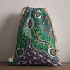 Australia Aboriginal Drawstring Bag - Blue aboriginal dot art background Bag