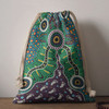 Australia Aboriginal Drawstring Bag - Blue aboriginal dot art background Bag