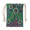 Australia Aboriginal Drawstring Bag - Blue aboriginal dot art background Bag