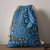 Australia Aboriginal Drawstring Bag - Blue Aboriginal Dot Design and Yellow Dot Painting Bag