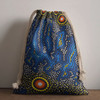 Australia Aboriginal Drawstring Bag - Blue background of aboriginal art dreaming Bag