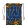 Australia Aboriginal Drawstring Bag - Blue background of aboriginal art dreaming Bag