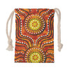 Australia Aboriginal Drawstring Bag - Orange background with dot art in Aboriginal style Bag