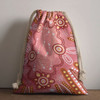 Australia Aboriginal Drawstring Bag - Pink aboriginal style of artwork Bag