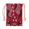 Australia Aboriginal Drawstring Bag - Red aboriginal art with footprint Bag
