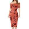 Australia Aboriginal Short Sleeve Off Shoulder Lady Dress - Aboriginal Boomerang Pattern Background Dress