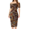 Australia Aboriginal Short Sleeve Off Shoulder Lady Dress - Aboriginal contemporary dot painting  Dress