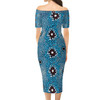 Australia Aboriginal Short Sleeve Off Shoulder Lady Dress - Aboriginal dot art blue background Dress