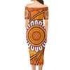 Australia Aboriginal Short Sleeve Off Shoulder Lady Dress - Aboriginal style of dot background Dress