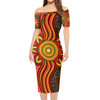 Australia Aboriginal Short Sleeve Off Shoulder Lady Dress - Australian aboriginal dot art Dress