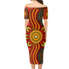 Australia Aboriginal Short Sleeve Off Shoulder Lady Dress - Australian aboriginal dot art Dress